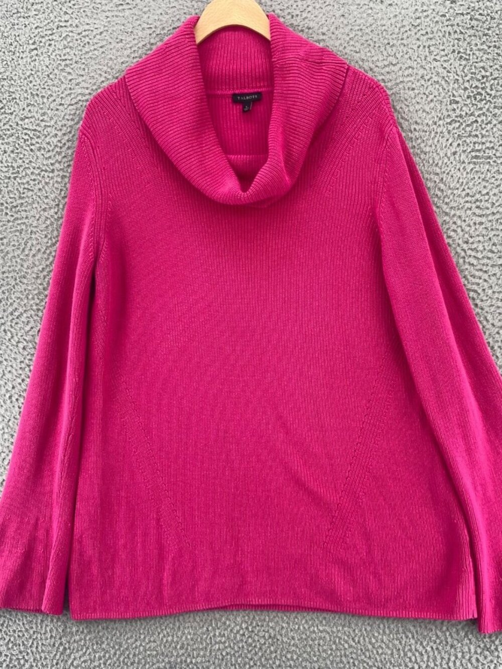 Talbots Sweater Womens Large Pink Cowl Neck Stretch Knit Tunic Pullover Casual